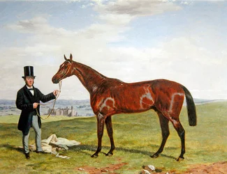Portrait of a Racehorse with his Trainer