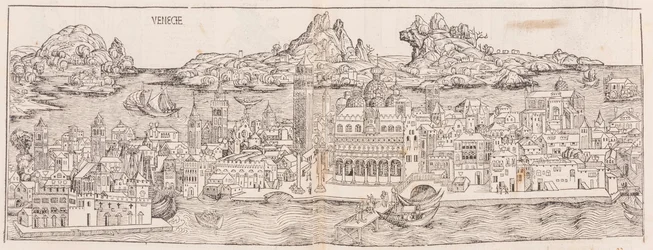 1930 Reprint of the View of Venice from the Nuremberg Chronicle (Cropped)