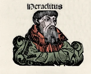 Portrait of the Greek Philosopher Heraclitus of Ephesus (576-480 BC). Xylography of 