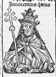 Portrait of Pope Innocent IV (1195 - 1254) in Liber chronicarum by Hartmann Schedel Nuremberg 1497