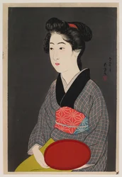 Waitress Holding a Tray (Portrait of Onao, a Maid at the Matsuyoshi Inn, Kyoto)