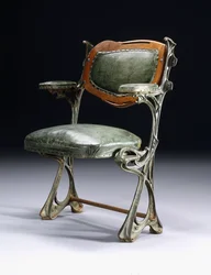An iron and wood chair designed for the Humbert de Romans Concert Hall, Paris