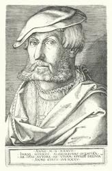 Self-portrait of Heinrich Aldegrever, German painter and engraver