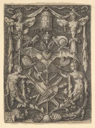 Design for a Candelabra Grotesque with a Bat in the Center, 1550