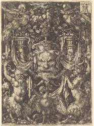 Ornament with Mask, Eagle between Satyrs Below