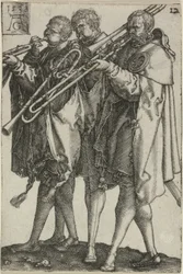 Three Trombonists, Plate Twelve from The Large Wedding-Dancers