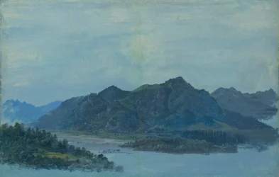 The Inn Valley near Flintsbach with Falkenstein Castle and the Kaiser Mountains in the Background