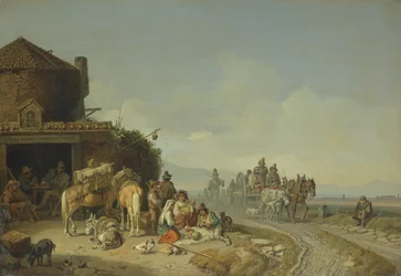 Travellers Before a Roadside Inn