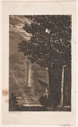 From Assistens Cemetery, (according to old auction catalog) Park with Column in Moonlight