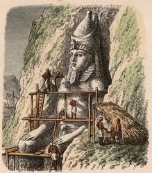 Ancient Egypt: Carving a Statue of the Abu Simbel Temple, 1866