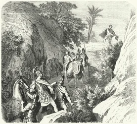 Perseus of Macedon on the march through the gorges of Thessaly (engraving)