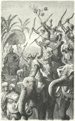 Porus, King of the Pauravas, Reviewing His War Elephants