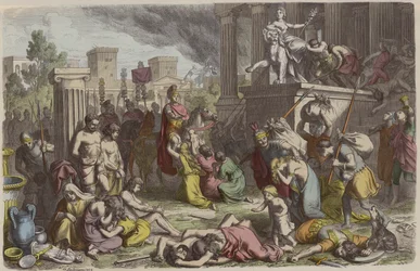 Roman soldiers looting a conquered city