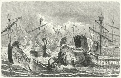 Victory of the Roman Fleet Over the Carthaginians at the Battle of the Aegates, 241 BC (engraving)