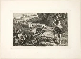 Arcadian Shepherd Boy and His Flock of Sheep