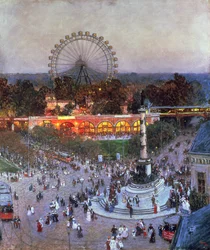 The Admiral Tegetthoff Monument at the Praterstern with the Ferris Wheel, Vienna