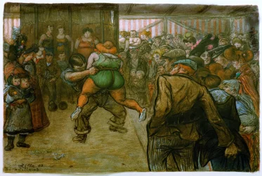Wrestling Match in the Show Booth