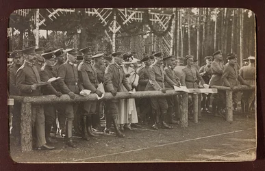 First World War: Ukraine in the years 1914-1916 during the invasion of the German army. Group of soldiers