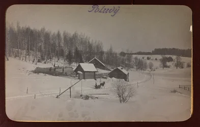 First World War: Ukraine in the years 1914-1916 during the invasion of the German army. View with snow (b/w photo)