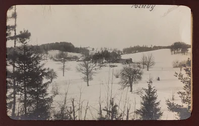 First World War: Ukraine in the years 1914-1916 during the invasion of the German army. View with snow (b/w photo)