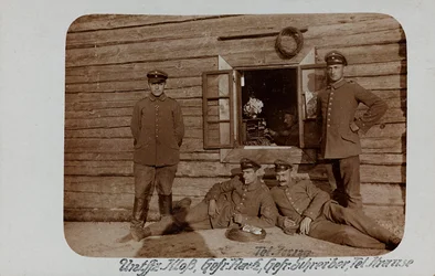 First World War: Ukraine in the years 1914-1916 during the invasion of the German army. Group of soldiers