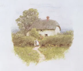 Young Girl by the Cottage Gate