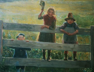 Three Small Children at the Gate