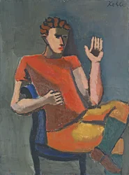 Seated Man with a Raised Hand