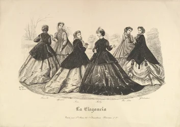Six Women Outdoors, No. 676, from La Elegancia
