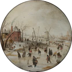 Frozen River with Skaters