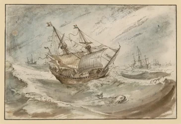 Stormy Sea with Large Sailing Ship
