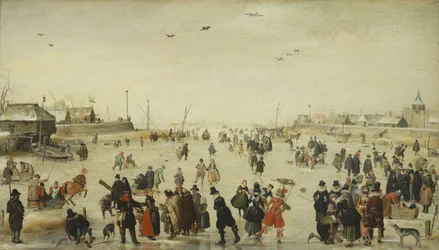 Winter Scene on a Frozen Canal