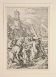 Christ Carrying the Cross, #9 from The Passion, a series of 12 engravings