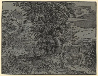 Landscape with a Seated Couple and a Shepherd, Plate 2 from the Series "Four Small Landscapes"