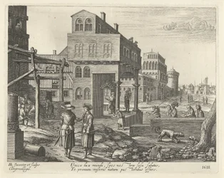 Cityscape with the Adoration of the Shepherds