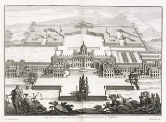 Castle Howard in Yorkshire, from "Vitruvius Britannicus", or "The British Architect, containing the Plans, Elevations, and Sections of the regular buildings both publick and private, in Great Britain" by Colin Campbell