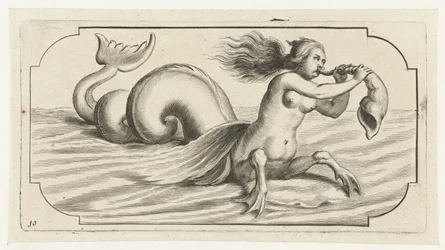 A Female Figure Blowing a Shell (Nouveau Livre des Dieux et Déesses de la Marine)
