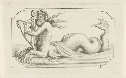 Triton Playing a Harp