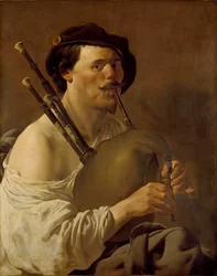 Portrait of a Man Playing the Bagpipes, 1624