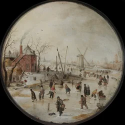 Frozen River with Skaters