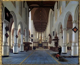Church Interior View (Oudekerk in Delft?)