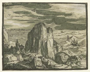From a set of 4 Landscapes: Cliff on the seashore