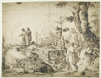 Landscape with Peasants by a Hut