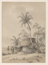 Hut with Two People and a Dog