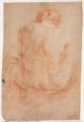 Male Model Study, Seated, Seen from Behind