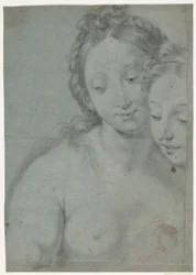 Two Female Heads. Studies After the Right Half in Carlo Maratti