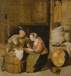 An Interior Scene with Two Peasants