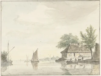 River Landscape with Sailing Boats