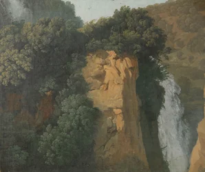 Overgrown Cliffs with a Waterfall in Italy
