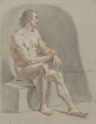 Male Nude, Sitting, Facing Right